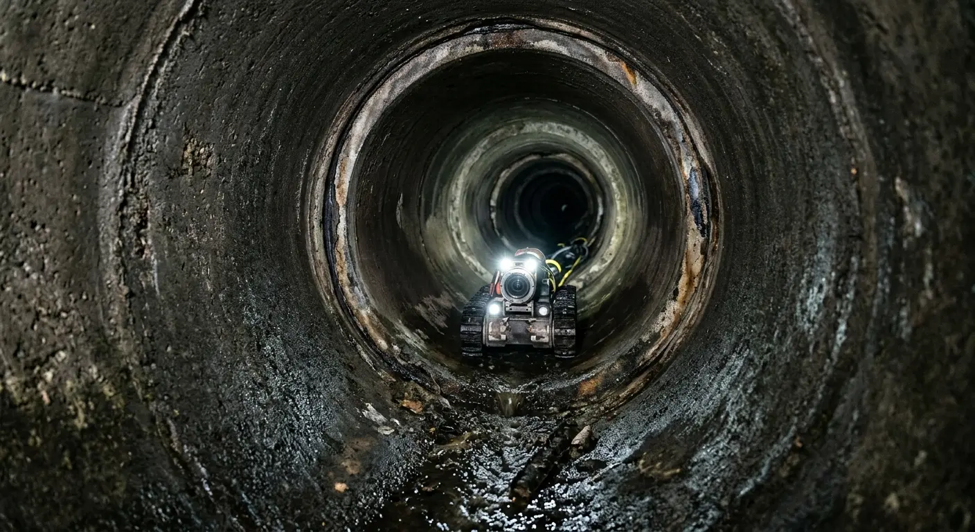 Robotic sewer camera inspecting pipe interior for Sewer Line Cleaning in Muskegon